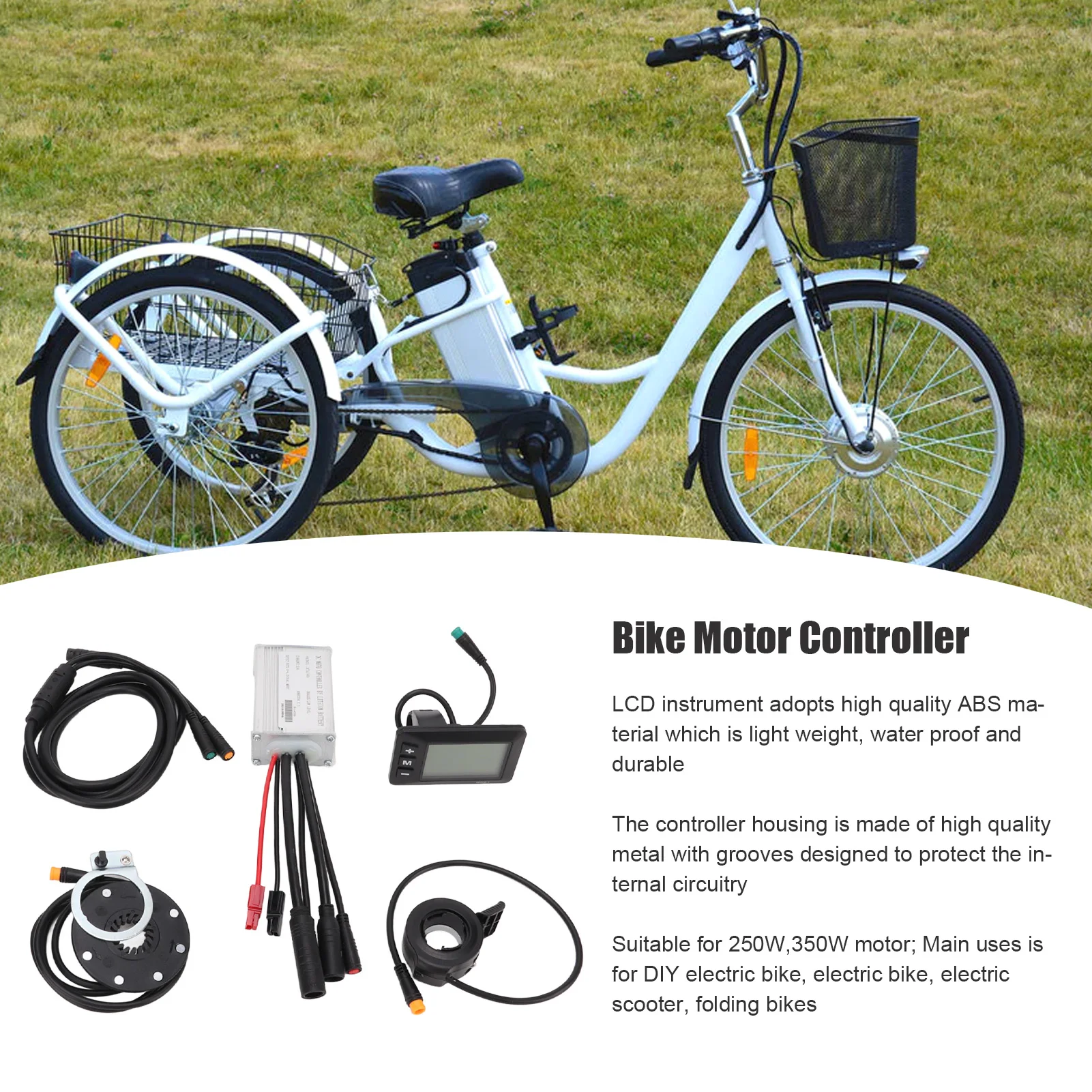 

Bike Motor Controller Metal Housing Electric Bike Conversion Kit Protective with 1 to 2 Cable GD01 Panel for 250W