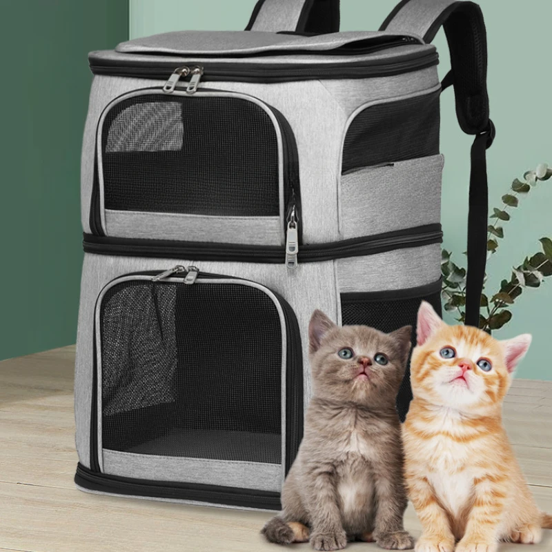 

Pet Bag Carriers Travel Large Space Double Deck Outdoor Convenient Cat Bags Backpack Transporter Pet Products Supplies