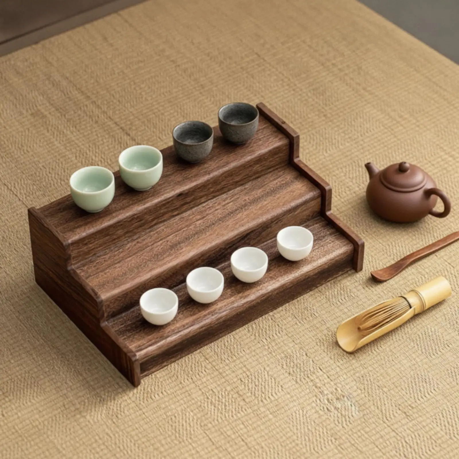 Three-Step Display Rack Wooden Stepped Display Rack Tiered for Collectors