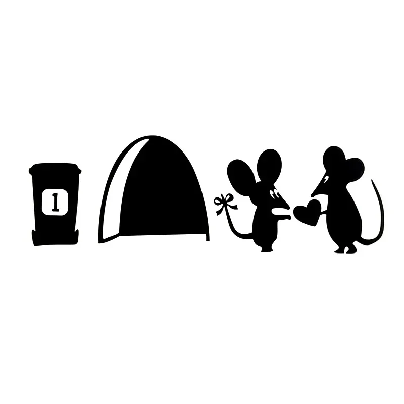 Wall Cute Decoration 1pc Black Cartoon Mouse Love Heart Vinyl Art Wall Sticker Skirting Decal Household Decor Accessories