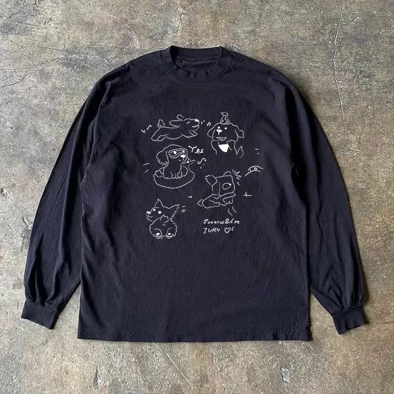Long Sleeve 310 Pure Cotton Men's T-Shirt Upward Hero Non-Light American Style Couple's T-Shirt Youth Loose Fit Printed Tee