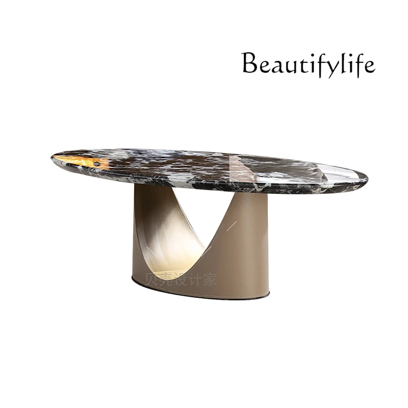 

New Modern Light Luxury Premium Oval Marble Coffee Table Size Combination Household