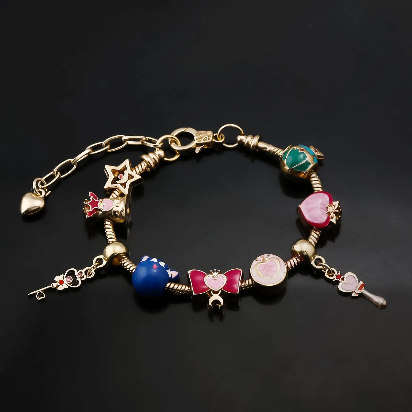 أنيمي كاردكابتور ساكورا القمر Tsukino Usagi سوار سحر للنساء أساور لطيف ستار القلب المينا الإسورة تأثيري مجوهرات هدية #1