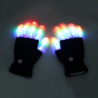 1 Pair Magical Glowing Gloves LED Black White Gloves Bar Party Flash Party Fingertip Lighting Light Stripes Creative Gloves