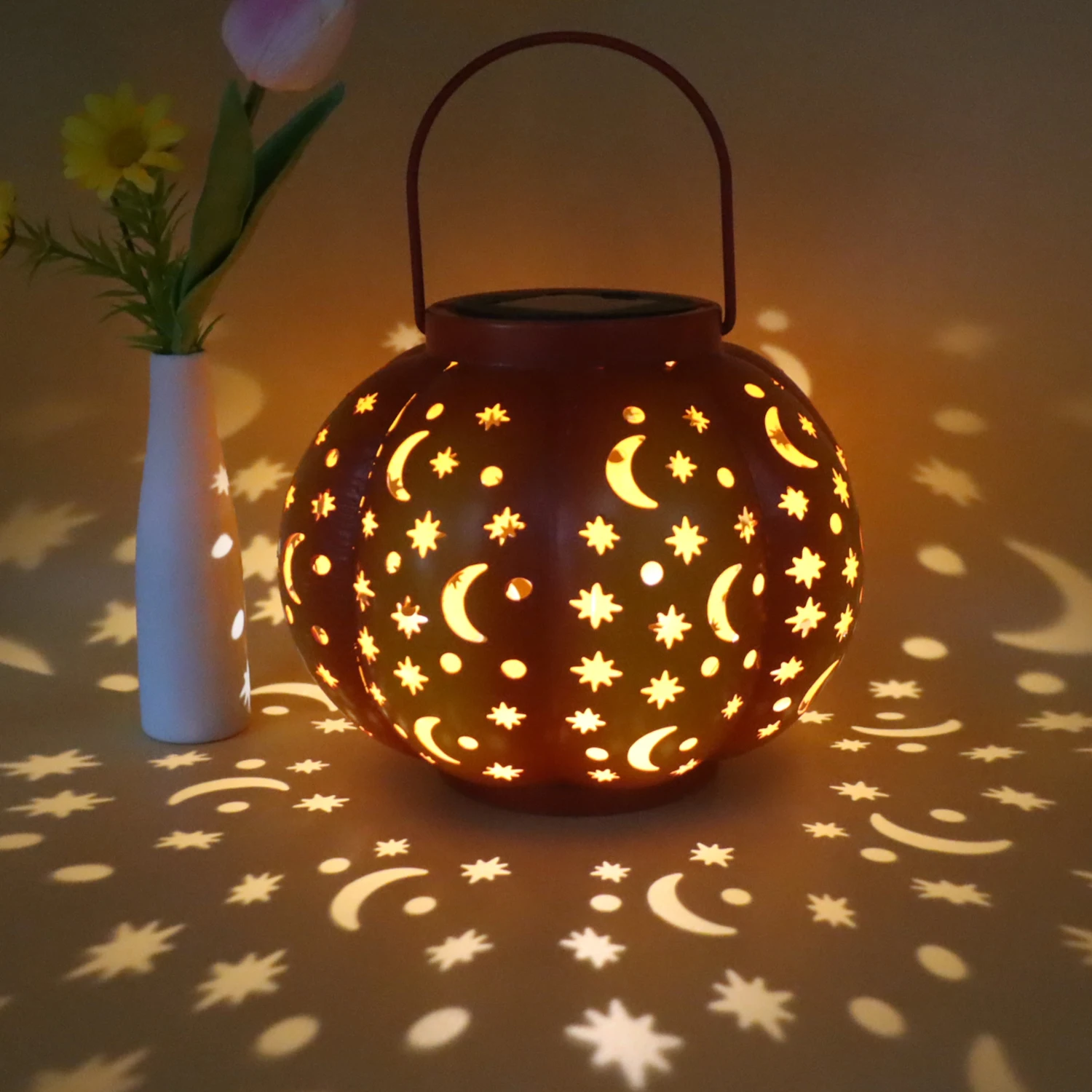 Vintage Finish Metal Solar Lights, Outdoor Yard & Garden Night Landscape Decor