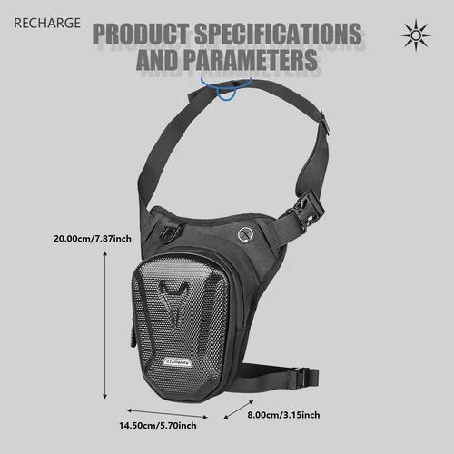 Imagen 2 del producto Bolsa de pierna dura para motocicleta, riñonera impermeable, riñonera para conducción al aire libre, ciclismo, senderismo, pesca y escalada