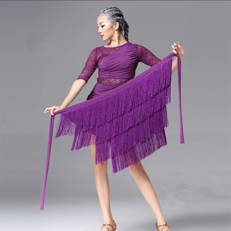 

Fashion Latin Dance Skirt Women Ballroom Practice Dancing Wear Rumba Training Outfit Hips Scarf
