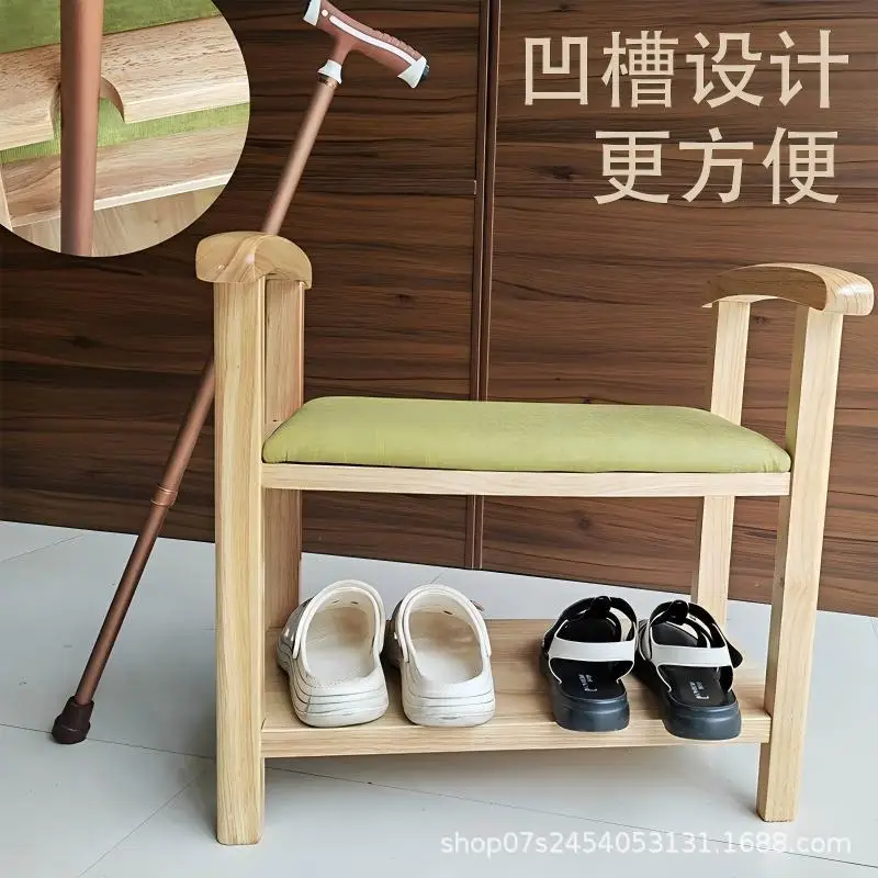 Banco de Madera Maciza de Caucho para Cambiar Zapatos, Asiento Estable para Personas Mayores, Ideal para Porche, Residencia de Ancianos, Hogar de Ancianos