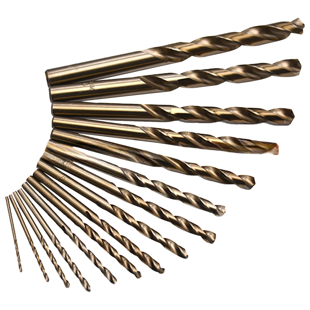 15 Pcs Cobalt HSS Drill Bit 1.5-10mm HSSCO M35 Twist Drill Bit Kit 135 Degree Tip for Cast Iron Stainless Steel Plastic and Wood