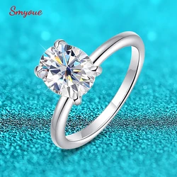 Smyoue-Anillo de diamante de moissanita chapado en 18k para mujer, 2/3 quilates, corte ovalado, conjuntos nupciales, banda de promesa de boda solitaria, plata 925