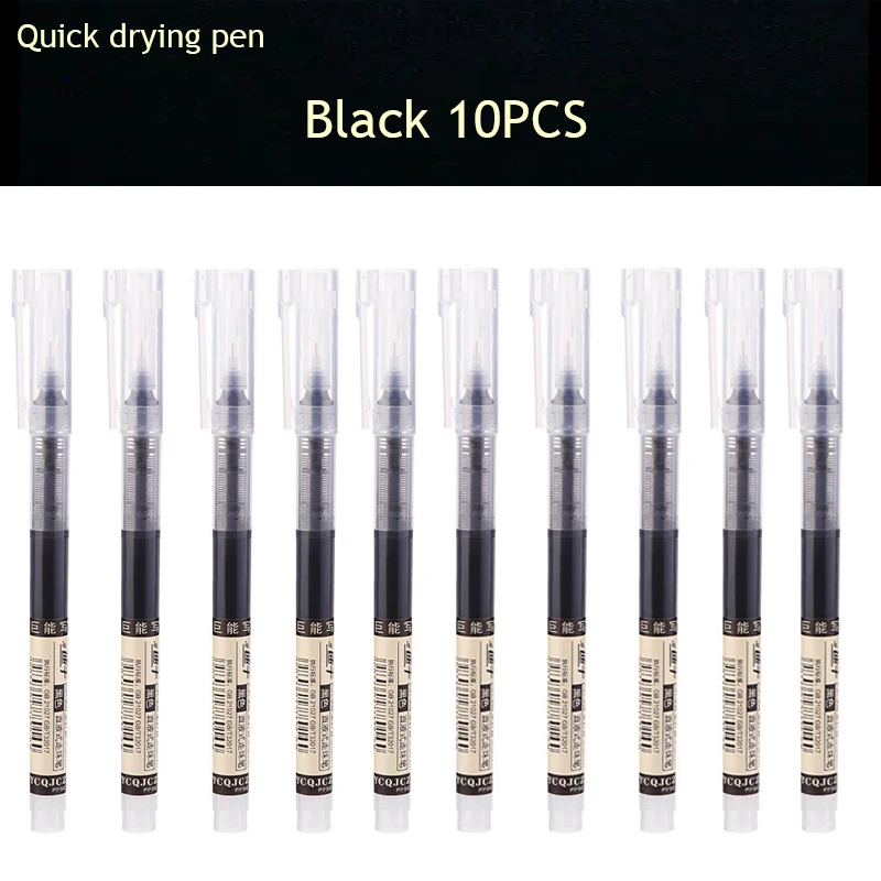 

10-20 straight liquid ballpoint pen Quick drying test Signature gel pen 0.5mm black blue ink school office ballpoint pen