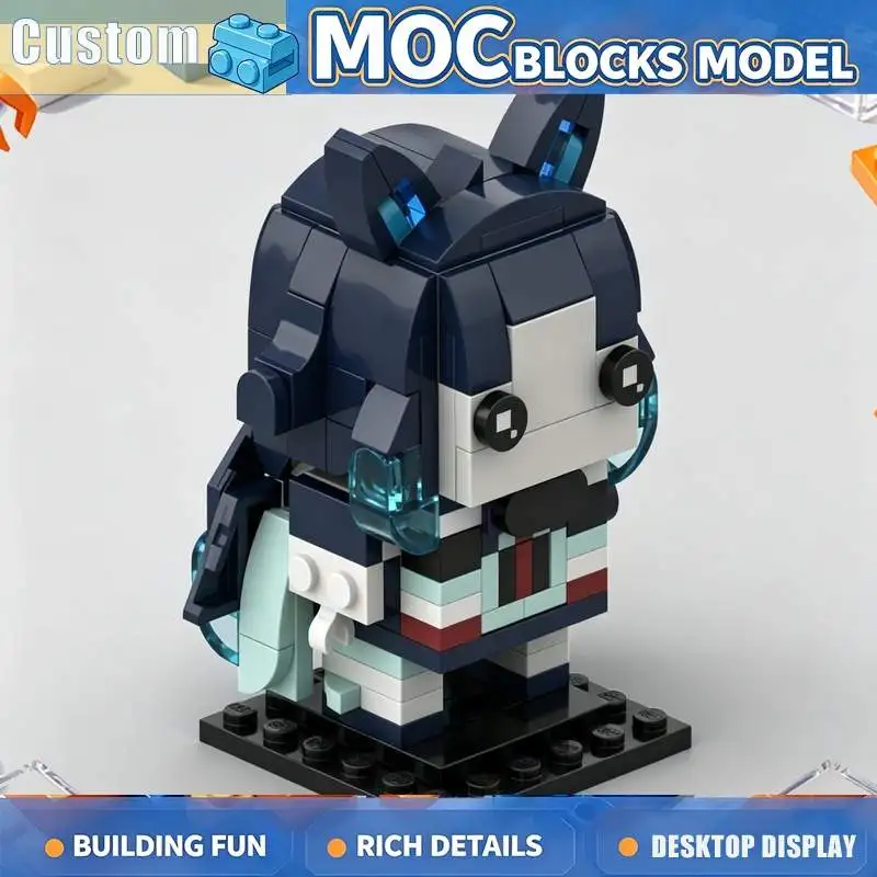 182PCS Navy Blue Crystal Diamond Cat Girl Figure Model Building Blocks DIY Assembly Educational Collection Display Creative Gift