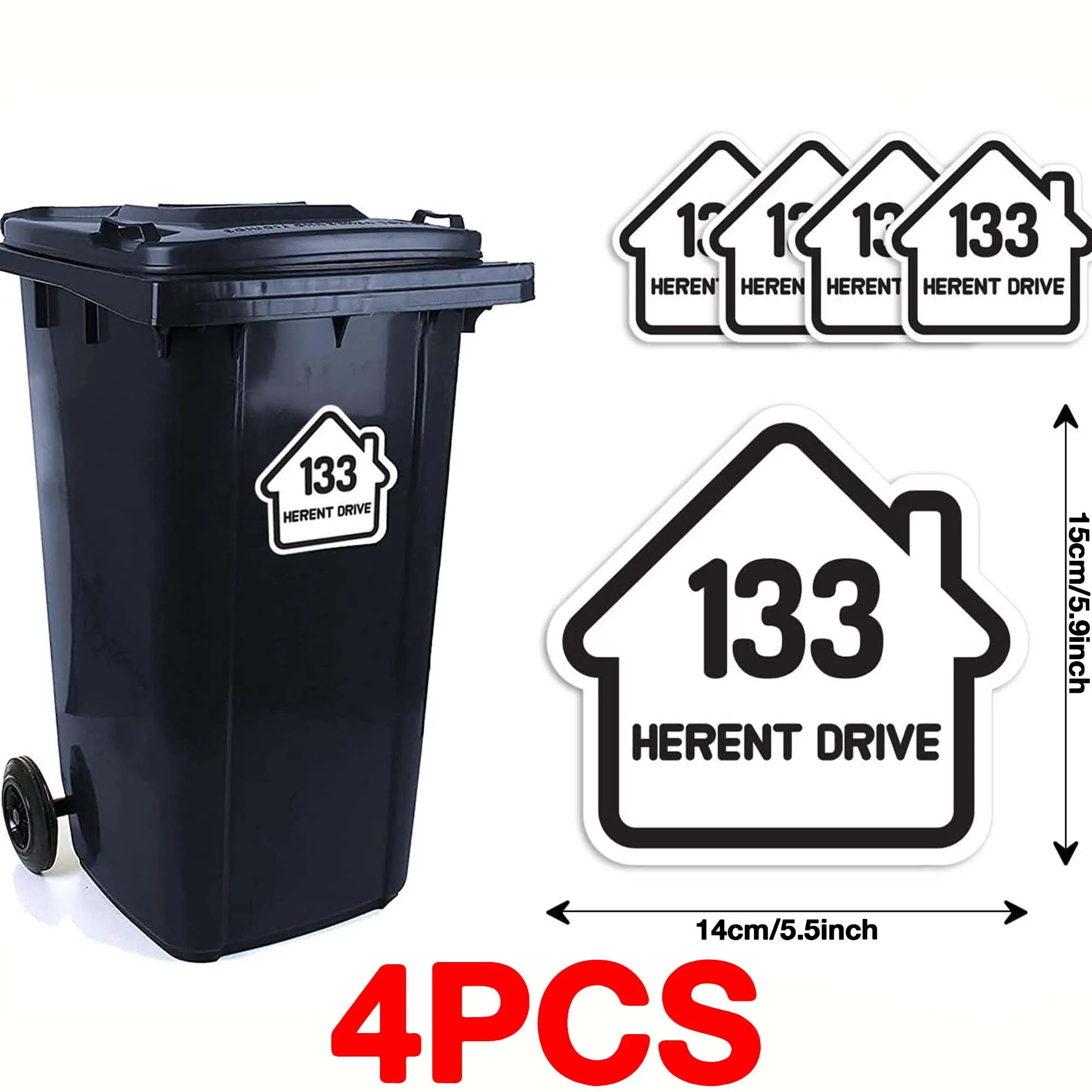 4 stuks/vel huispatroon aangepaste straatnaam en nummer DIY prullenbak sticker zelfklevende waterdichte gepersonaliseerde vinyl sticker
