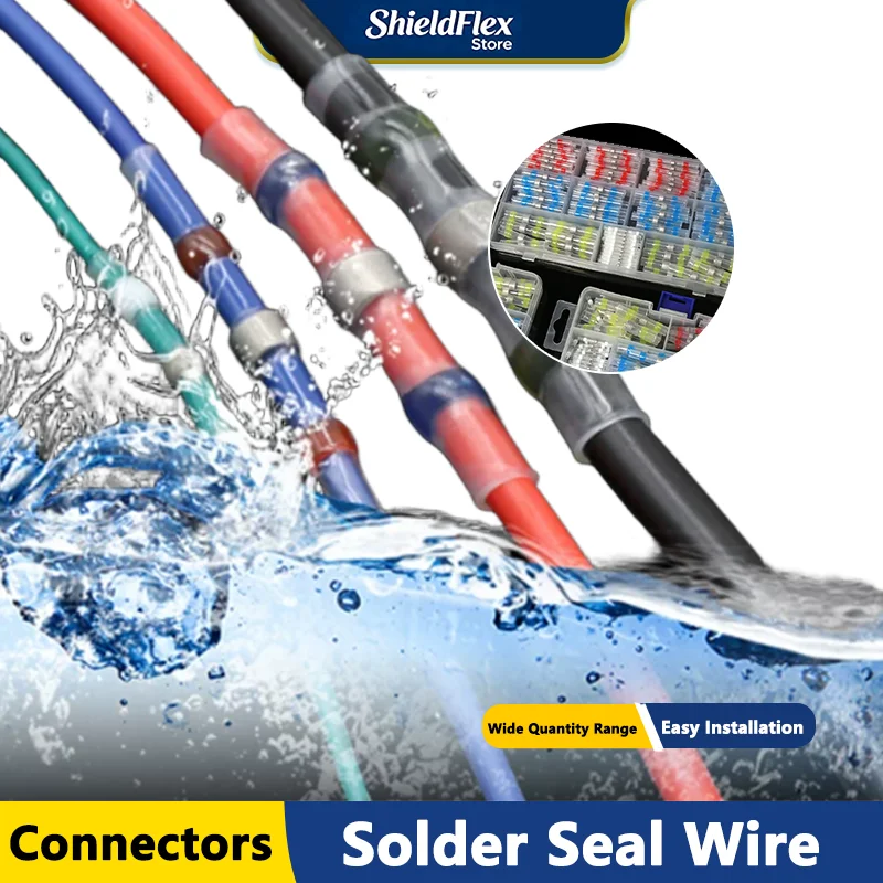 Solder Seal Wire Connectors Heat Shrink Butt Terminals Waterproof Insulated Electrical Wire Splice Connector 10~1000pcs