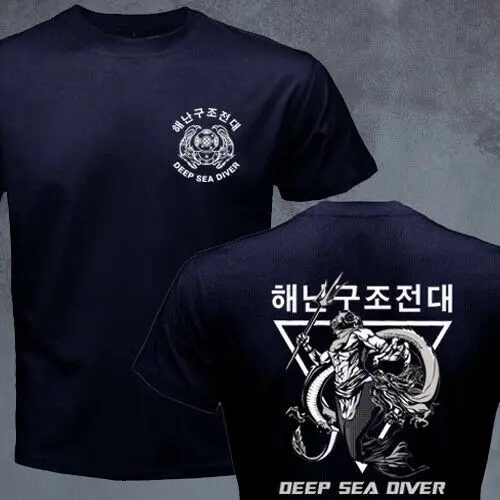 South Korean Naval ROKN UDT Seal SSU Combat Diver Unit Military Men T-shirt Short Casual 100% Cotton Shirts