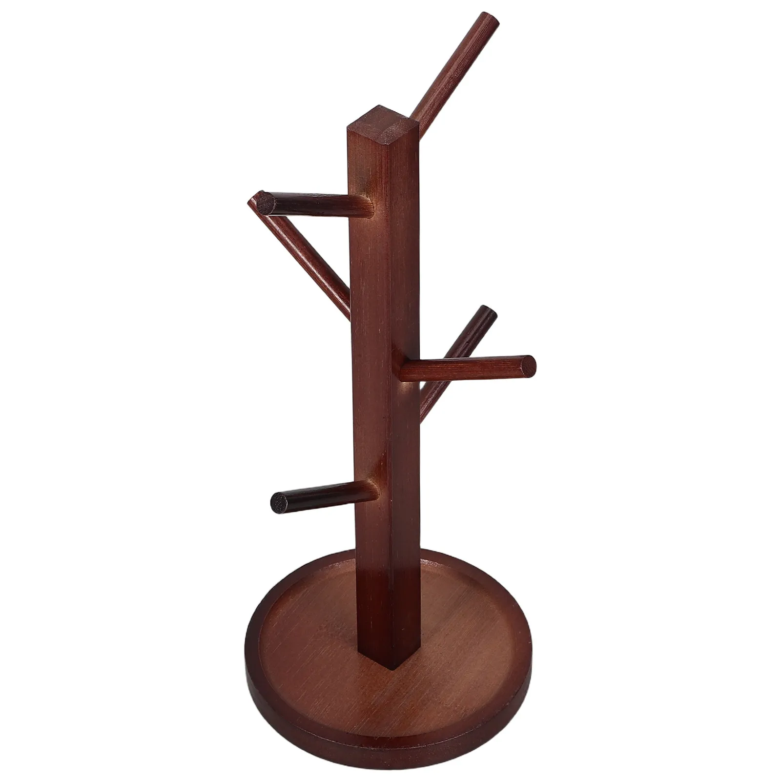 Bamboo Mug Tree Stand 6 Hooks Stable Space Saving Coffee Mug Holder Countertop Decorative Cup Organizer Kitchen Coffee Station - view 2