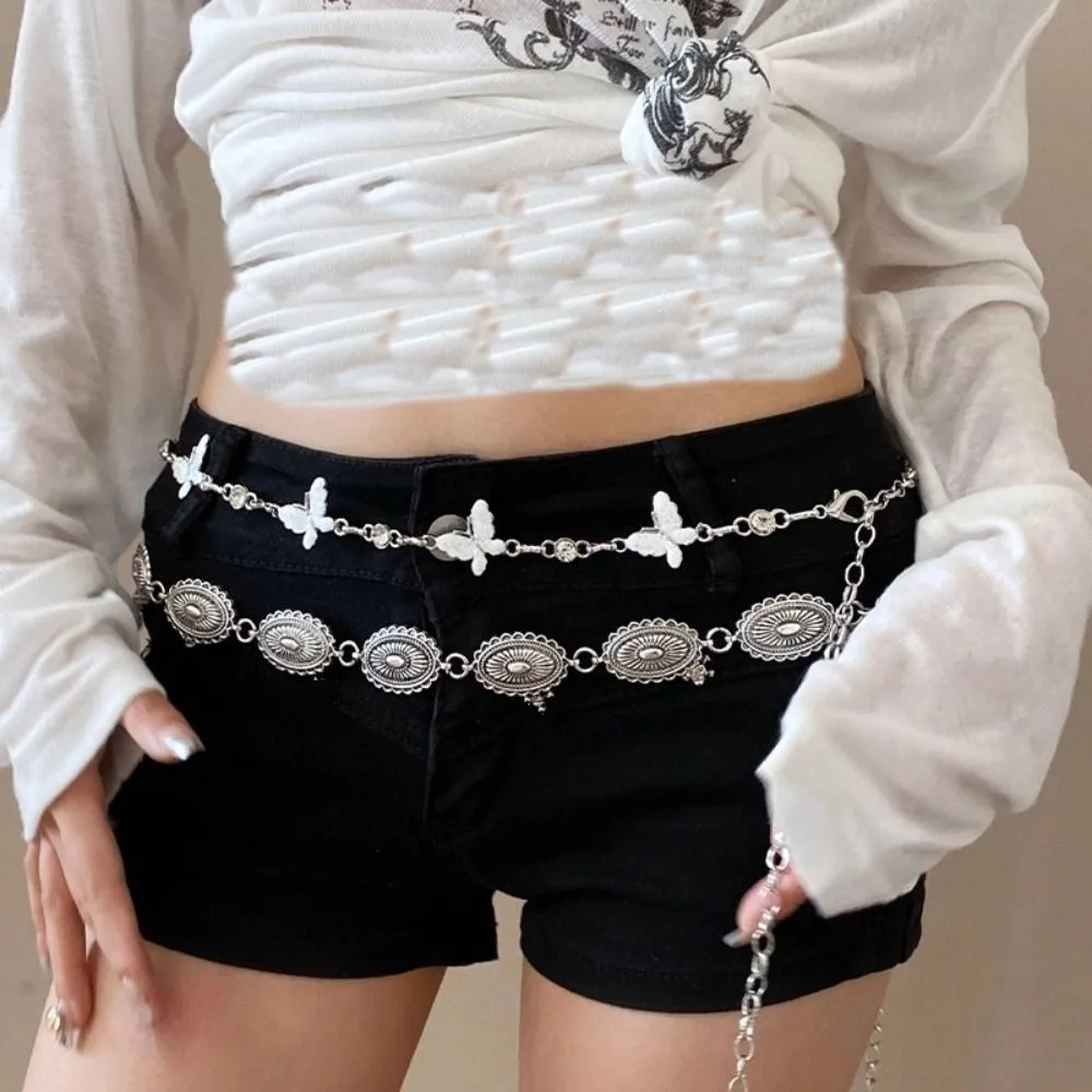 

Элегантное металлическое круглое кольцо, поясная цепочка, серебряный ювелирный аксессуар, богемная цепочка для тела, поясная цепочка на живот, этническая цепочка на пояс