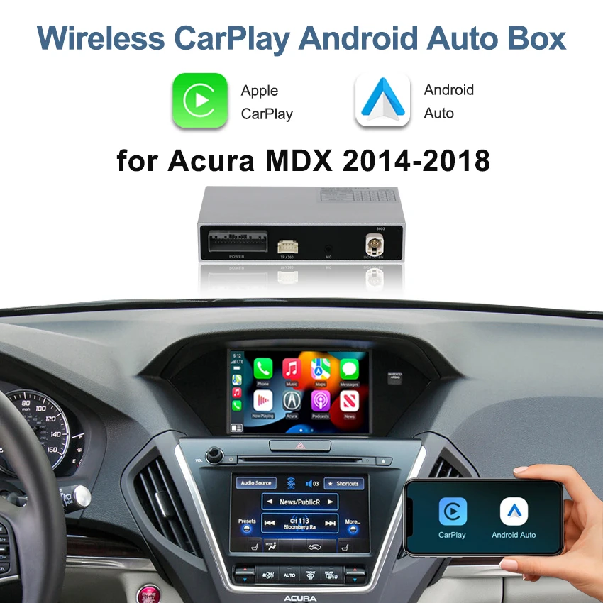 

Wireless CarPlay Android Auto Decoder Box for Acura MDX 2014-2018,Support Mirrorlink, Navigation, Camera, OEM Screen Upgrade