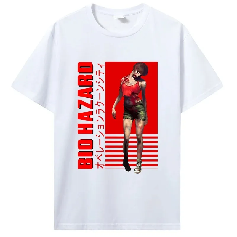 Biohazard تي شيرت الرجال الأساسية التي شيرت مضحك تصميم الشر المقيم غيبوبة لعبة الشارع الشهير طباعة قطنية عالية الجودة لينة #1