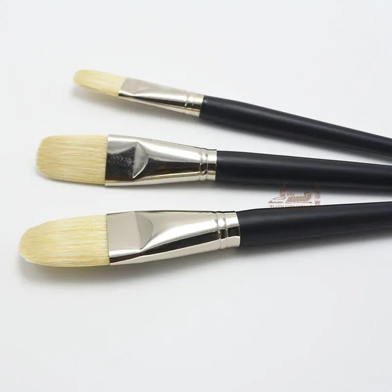 3 Stück Kunsthandwerk, insbesondere große Schweineborsten, runde Spitze, Ölfarbe, Kunst, Malerei, Kunstbedarf, Holzreinigung