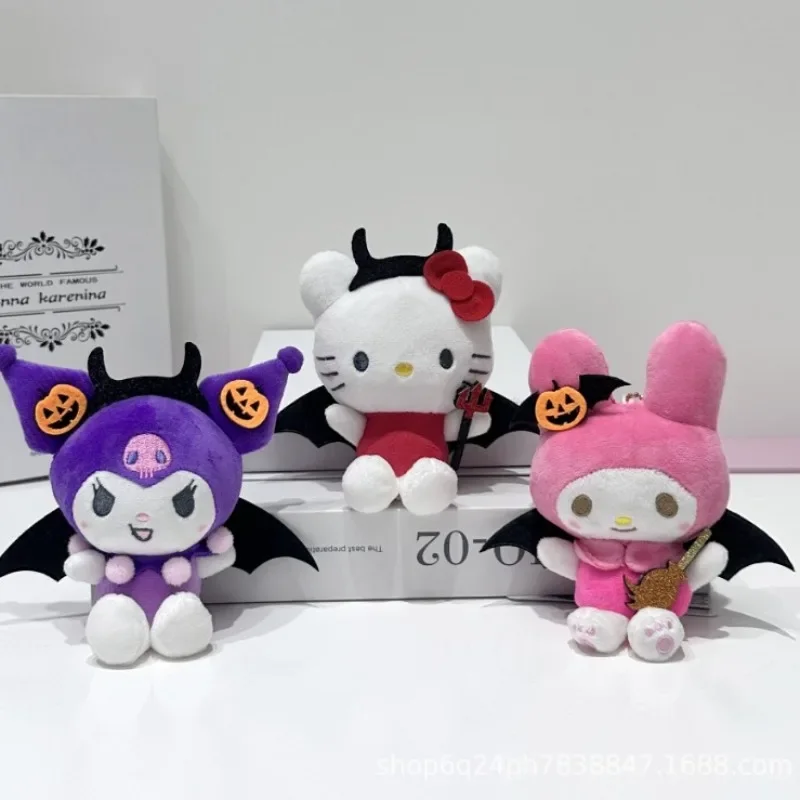 

Sanrio Hollo Kitty Kuromi My Melody Plush Doll Keychain Cartoon Animation Pendant Children's Schoolbag Ornaments Halloween Gift