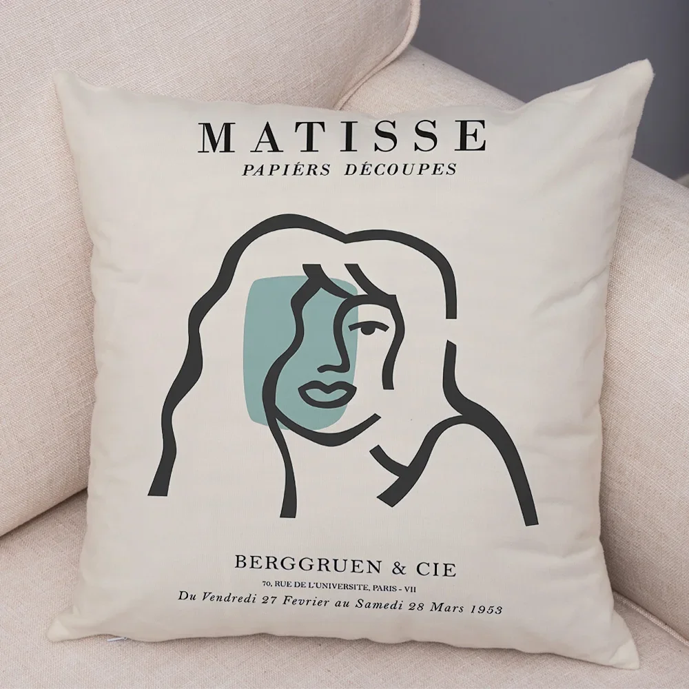 Matisse Abstract Line Face Girl Coral Sun Nordi Soft Plush Cushion Cover Decor Pillowcase Throw Pillow Case for Sofa Home