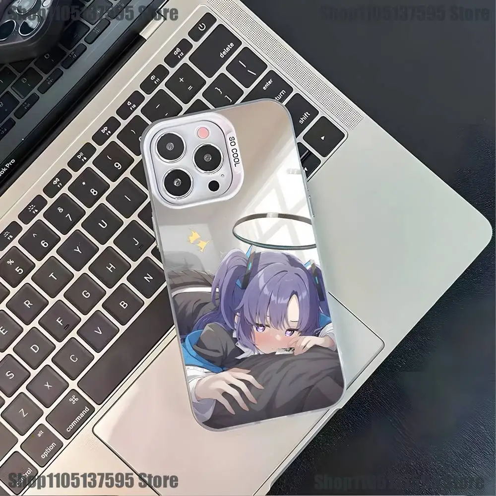 Hayase Yuuka-funda de teléfono azul A-Archive para iPhone 17,16,15,14,13,12,11,Pro,XS,Max,Plus,Mini,SE4,E, funda blanca mate a prueba de golpes