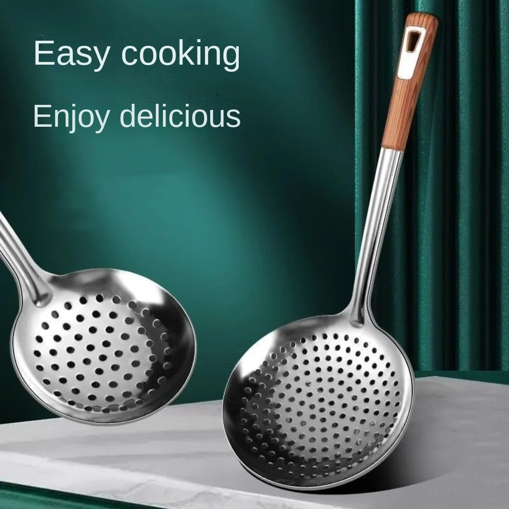 Thickened Stainless Steel Colander Filter Spoon Long Handle Flour Noodle Dumplings Sieve Multifunctional Oil Skimmer Scoop