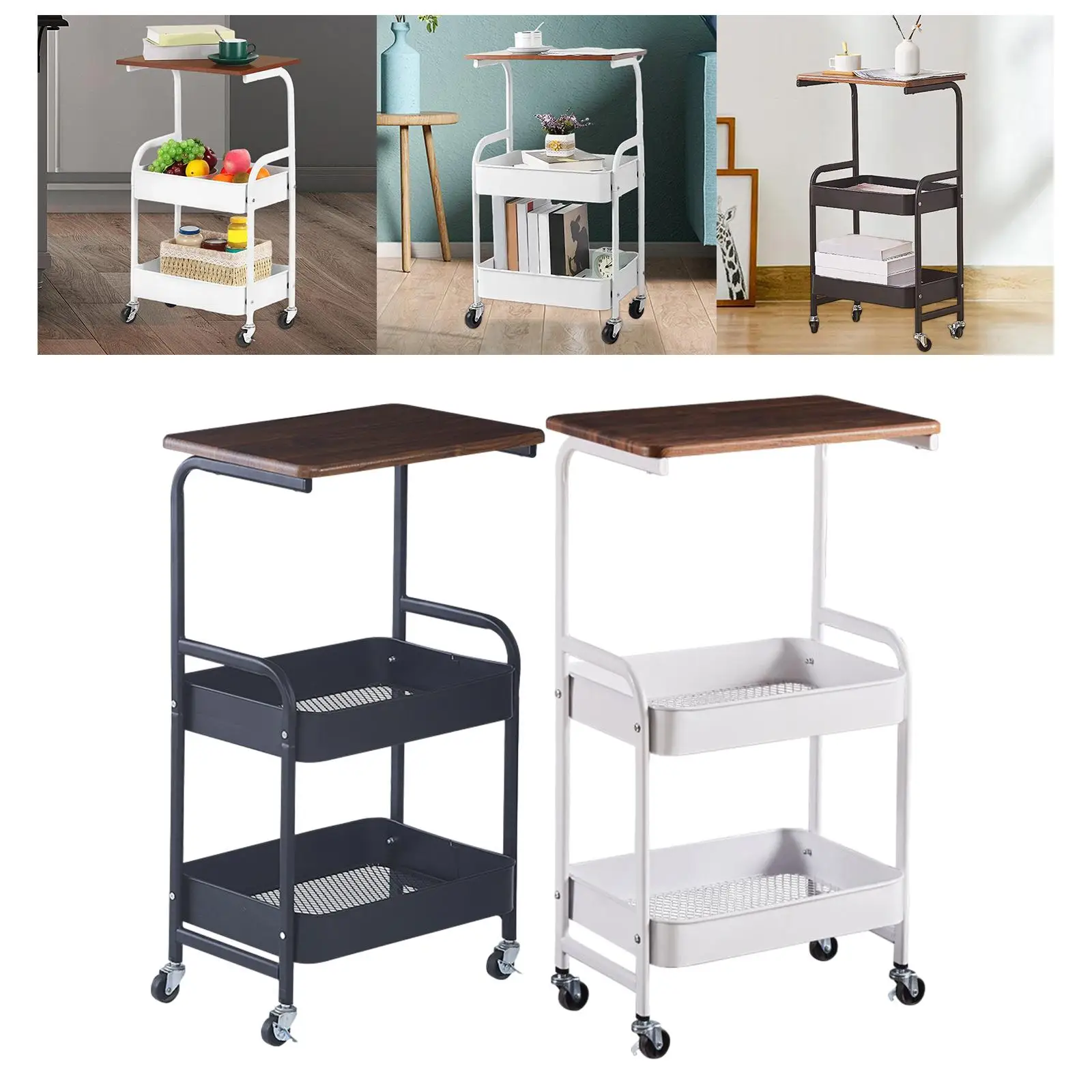 3 Tier Slim Storage Cart Fruits Holder Rustproof Slide Out Organizer Cart for Kitchen Office Bathroom Laundry Room Narrow Place