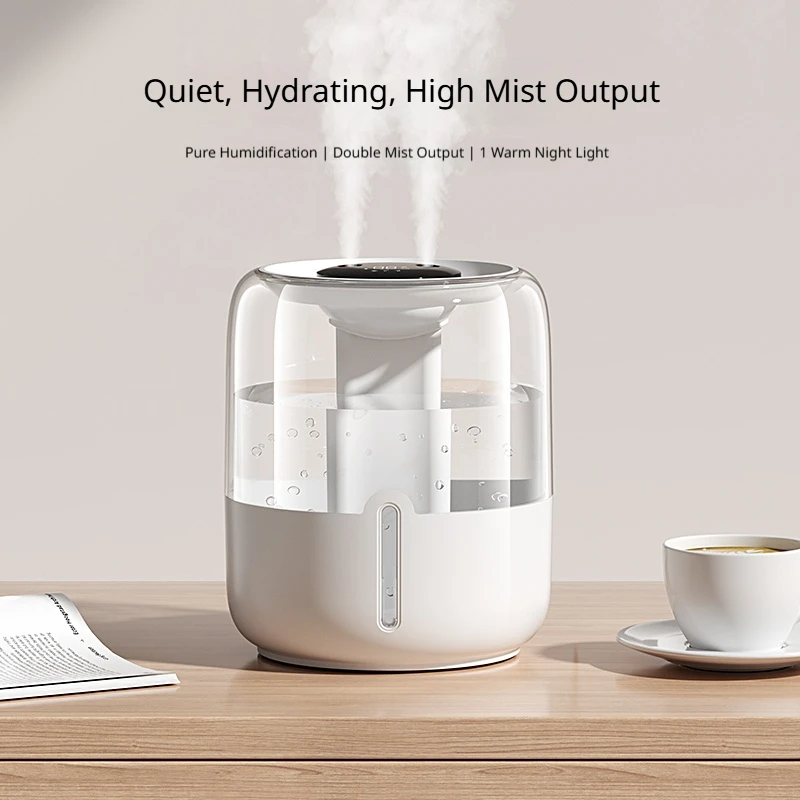 HOMEFISH 6.8L Large Capacity Humidifier USB Dual Spray Desktop Humidifier With Night Light For Home Bedroom Dorm Office image 2