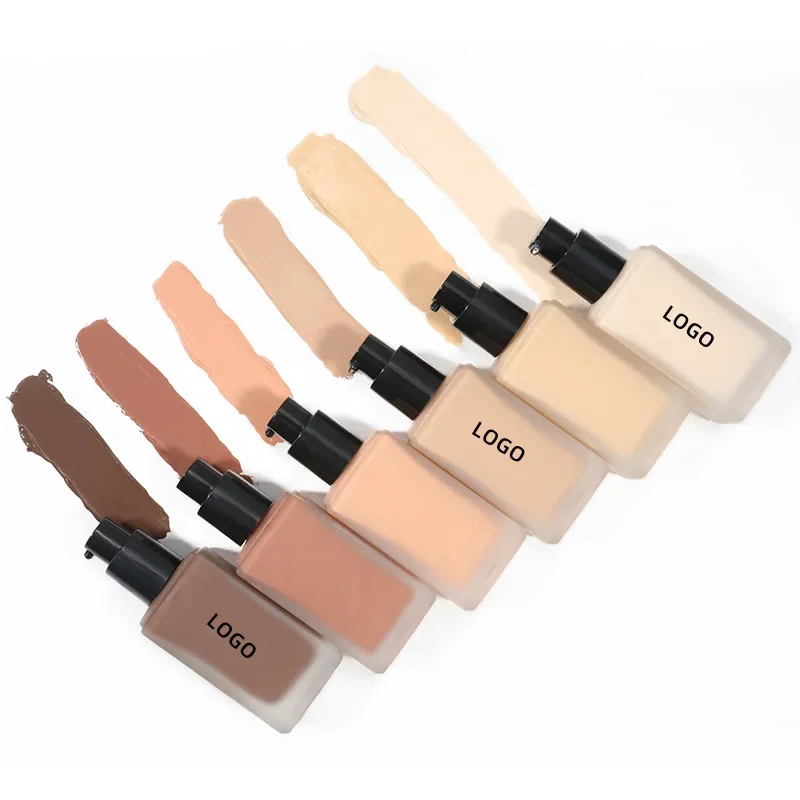 Private Label Liquid Foundation Cream 18-color Oil Control Custom Logo Concealer Bulk Makeup 30ml-4 Kinds of Packaging Materials