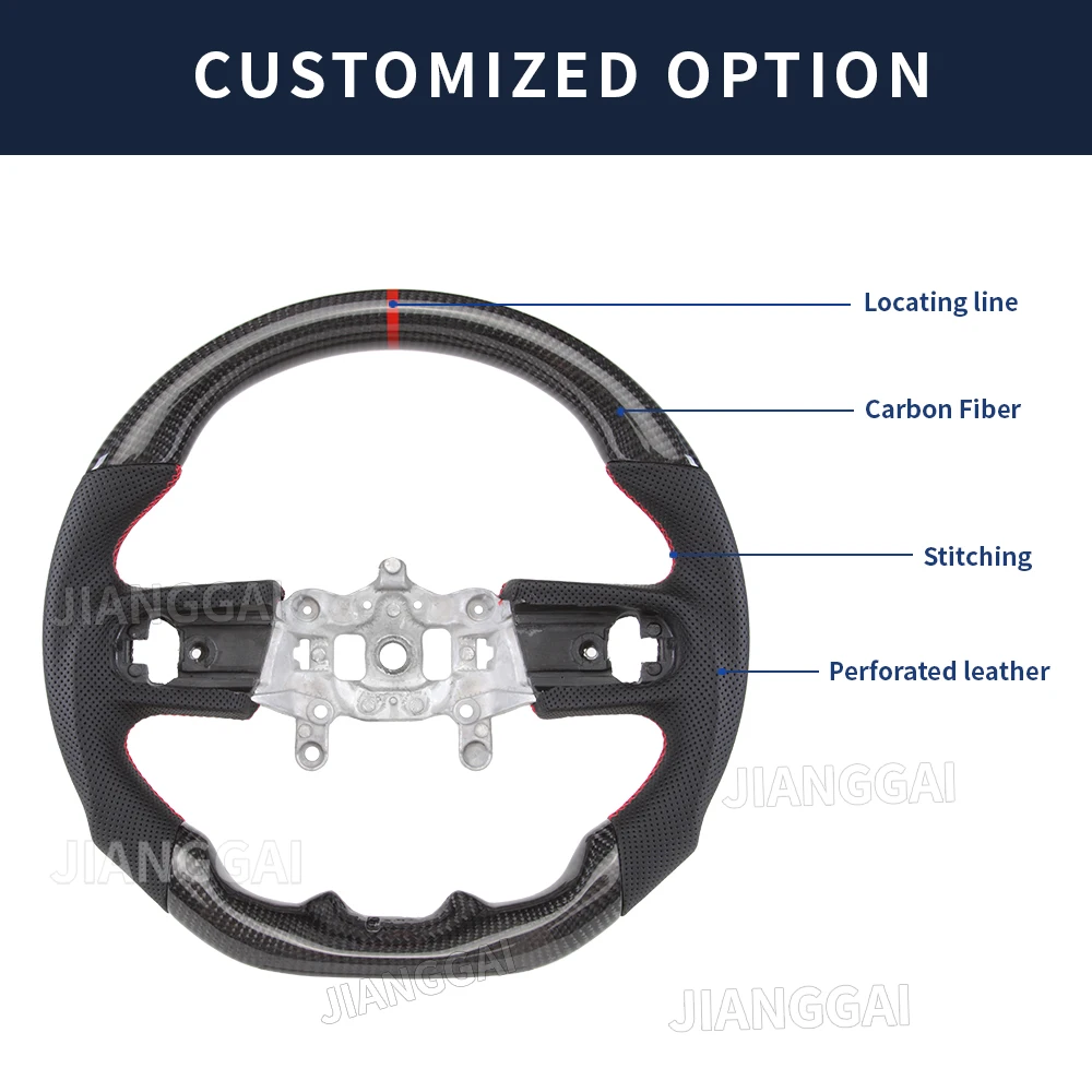 For Jeep Wrangler JL 2018-2023 Carbon Fiber Steering Wheel Perforated Leather Sport Steering Wheel