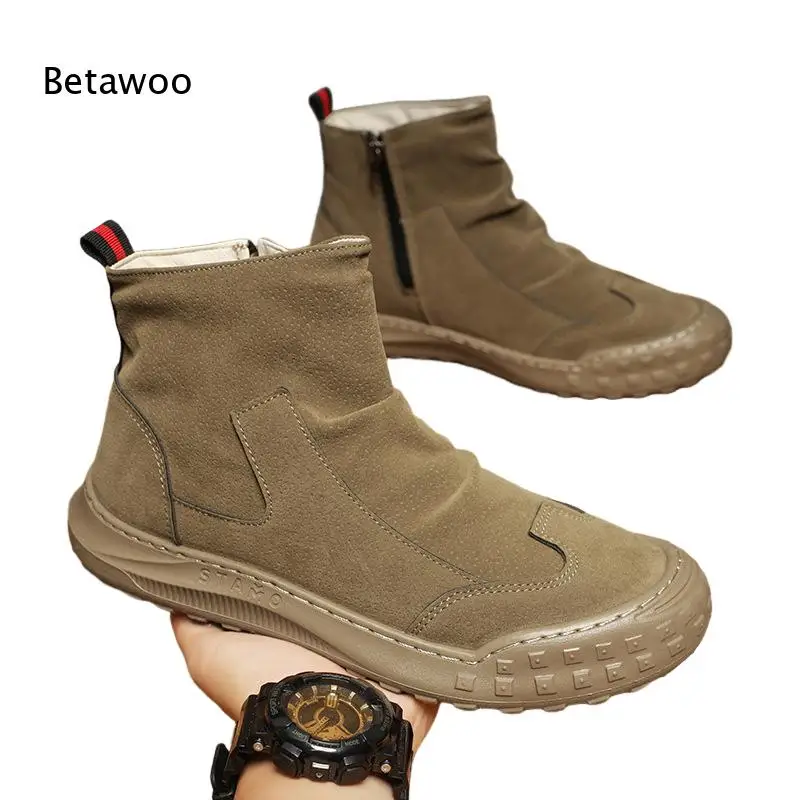 Slip-On Side-Zipper Soft-Leather Versatile Daily-Wear Commute Boots