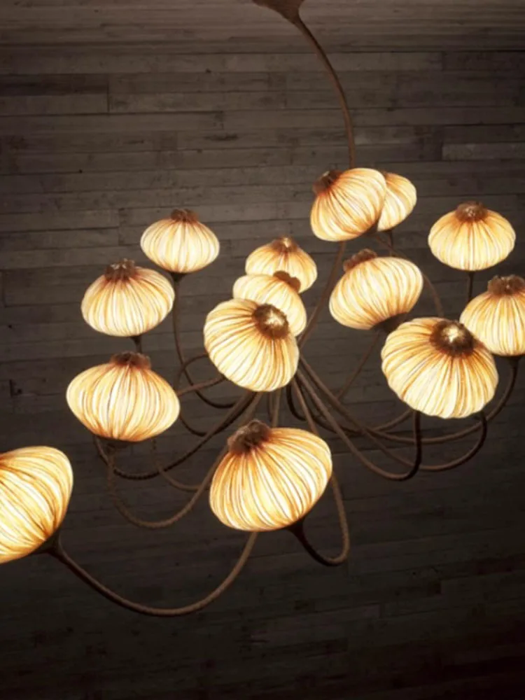 BOSSEN New Designer Adjustable Dimmable Luster Fabric Round Nordic Chandelier Hardware Pendant Ceiling Light for Living Room