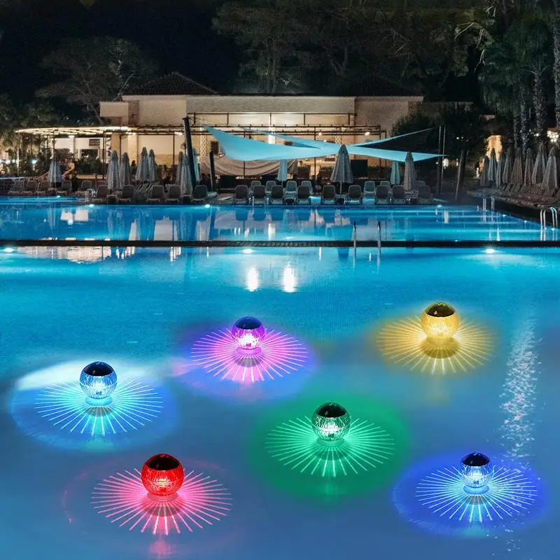 Imagem -04 - Rodada Solar Powered Floating Pool Lights Economia de Energia Cores Girando Lâmpada de Jardim para Piscina e Gramado