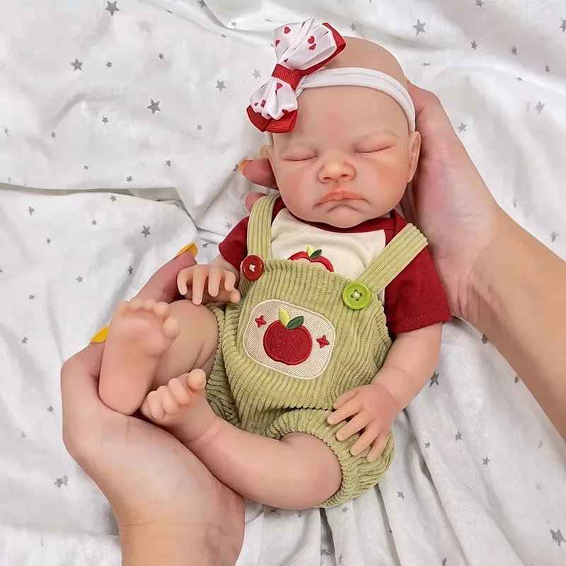 Collectible Art Doll 13inch in Silicone Version Elastic Solid Silicone August Baby DollStrechable Mouth can Open