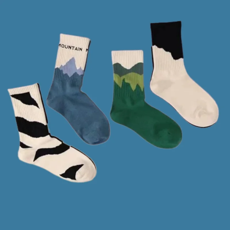 4 Paar Sports ocken Frühling und Herbst Baumwoll-Gezeiten socken Retro verdickte Baumwoll socken 2024 neue geruchs neutrale und atmungsaktive Socken