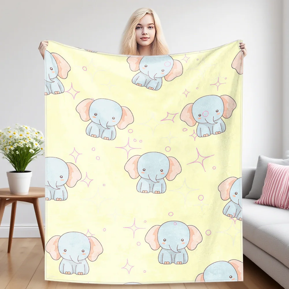 Cute Elephants Nap Blanket,Flannel Blanket,Suitable For Sofas,Beds,Cars,Rooms,Offices,Camping,Exquisite Gift Blankets