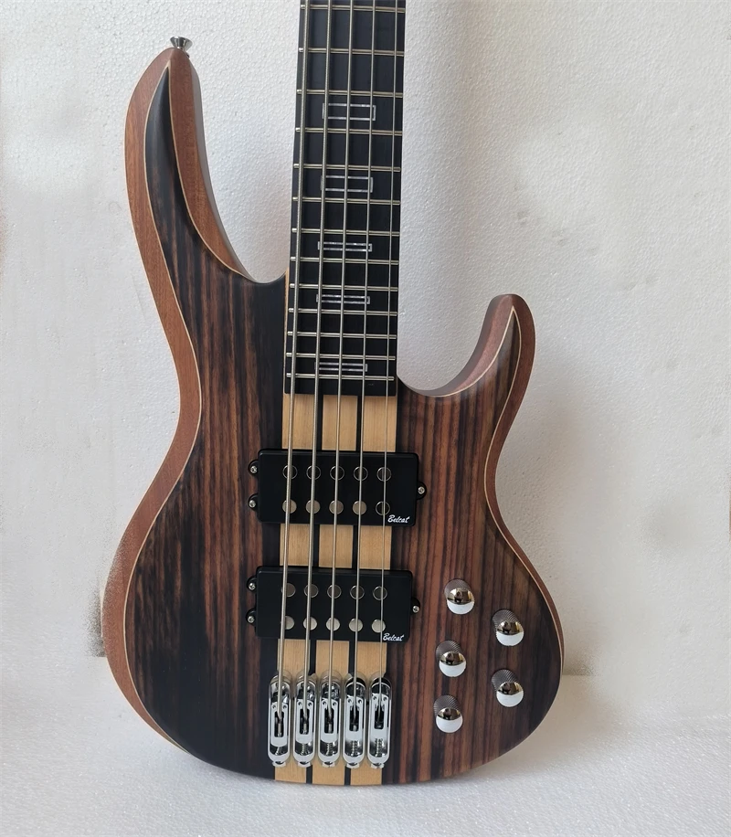 5 string electric bass guitar, High quality neck through body  bass, active pickup