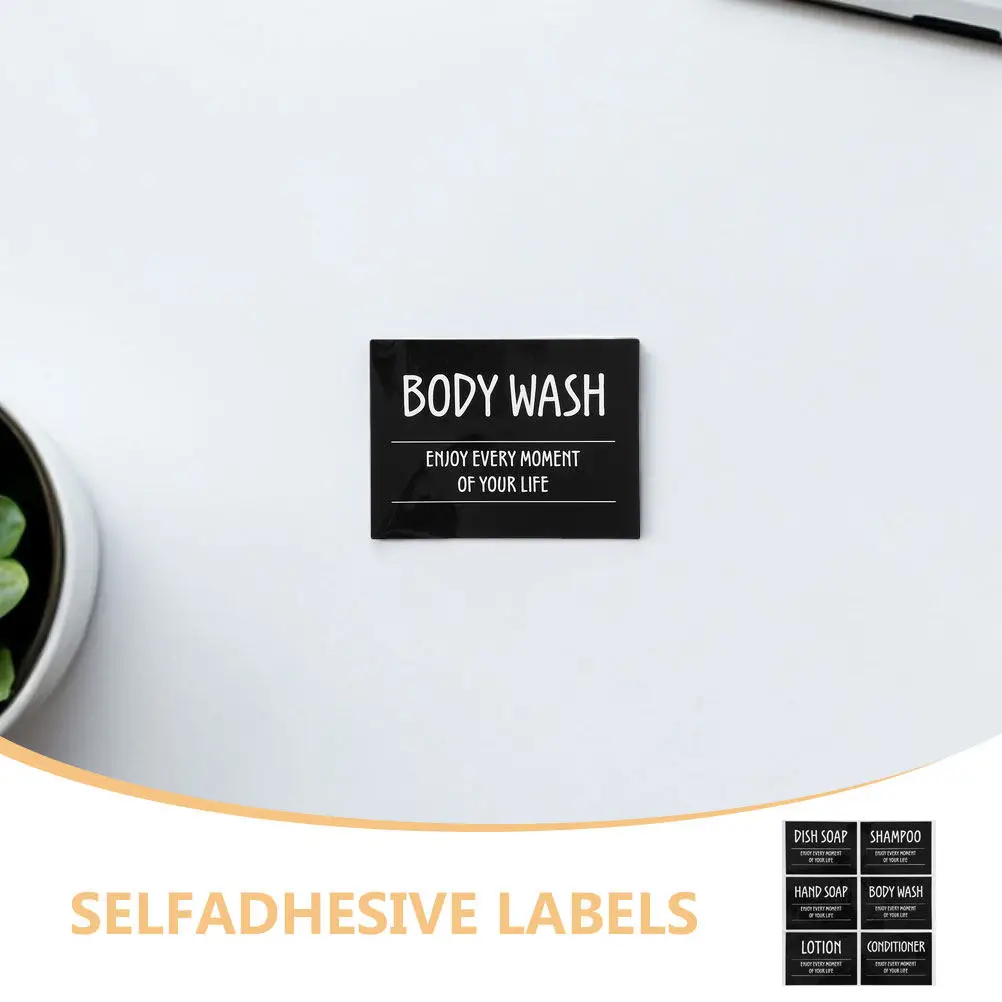 2Sets Waterproof PVC Label Stickers for Shampoo Dispenser Bottles Body Wash Lotion Jars Bathroom Organization Laundry Labels