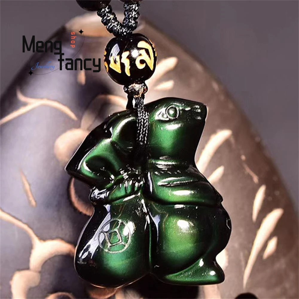 

Natural Rainbow Eye Obsidian Money Kangaroo Pendant Car Keychain Charms Fashion Fine Jewelry Amulet Mascots Luxury Holiday Gifts