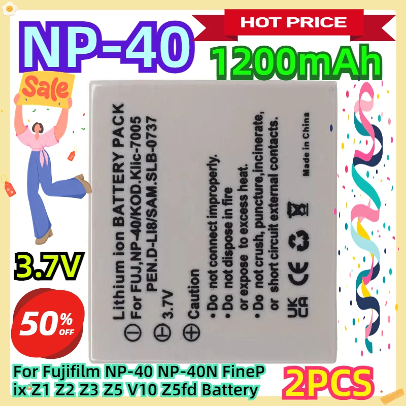 

For Fujifilm NP-40 NP-40N FinePix Z1 Z2 Z3 Z5 V10 Z5fd Battery 2pcs