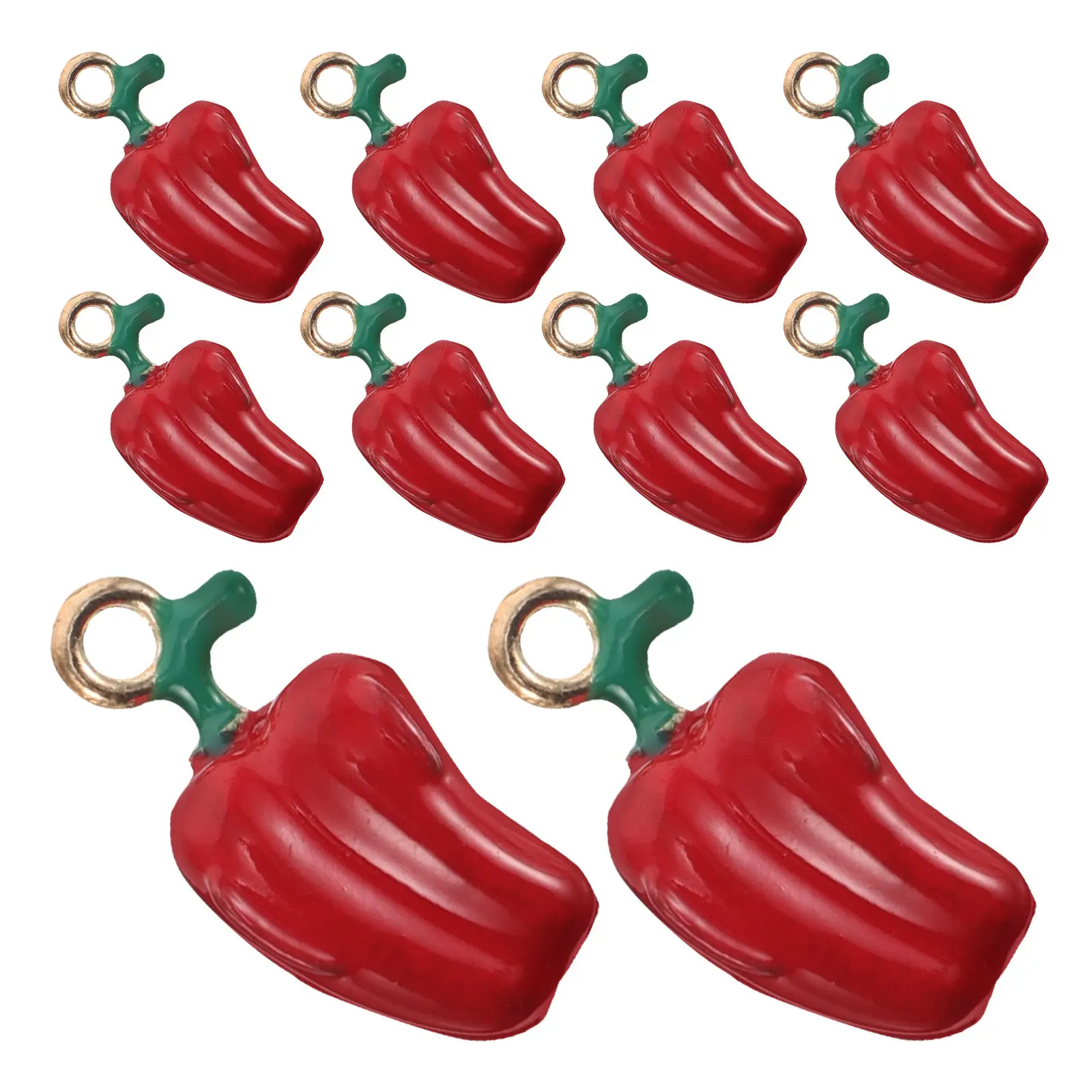 10Pcs Chili Pepper Alloy Charms Red Pendant for DIY Jewelry Making Earrings Necklaces Vegetable Craft Keychain Charm - view 2