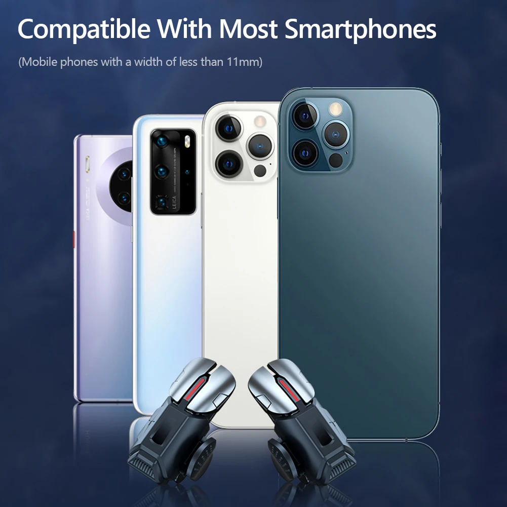 2pcs 6 손가락 게임 트리거 PUBG 게임을위한 대기 시간없는 제어 Ios 안드로이드 모바일 전화 용 물리적 버튼 게임 컨트롤러