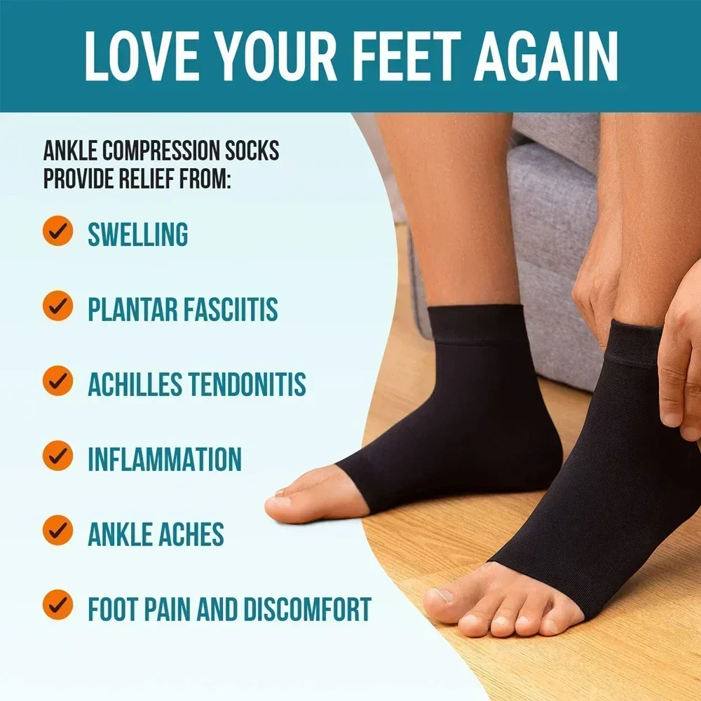 1Pair Ankle Brace, Plantar Fasciitis Sock with Foot Arch Support Reduces Swelling & Heel Spur Pain. Injury Recovery for Sports