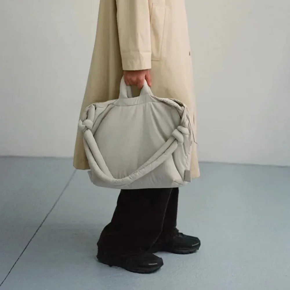 Vintage nylonowa torba na ramię Miękka puchowa torba o dużej pojemności Wyściełana prosta torebka damska