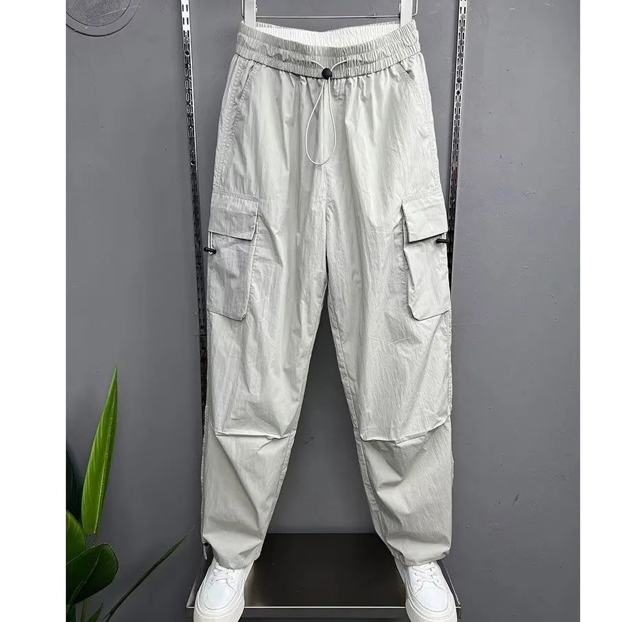 Straight Leg Pants For Men In Summer Thin And Breathable Casual Youth Loose And Solid Color Large Pockets Stylish Work Pants