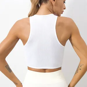 Women's yoga vest Gymnasium Black White Harvest Harvest Without Sewing Streetwear Rib Mesh Mesh Training Women's Regatta No Pillows 8 Main White Vest Sales - №1
