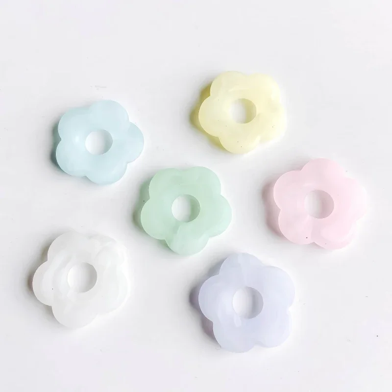 Acrylic Resin Plastic Plum Flower Beads Pendant Bracelet Earring Accessories Supplies for Jewelry Making Diy Handmade 10pcs