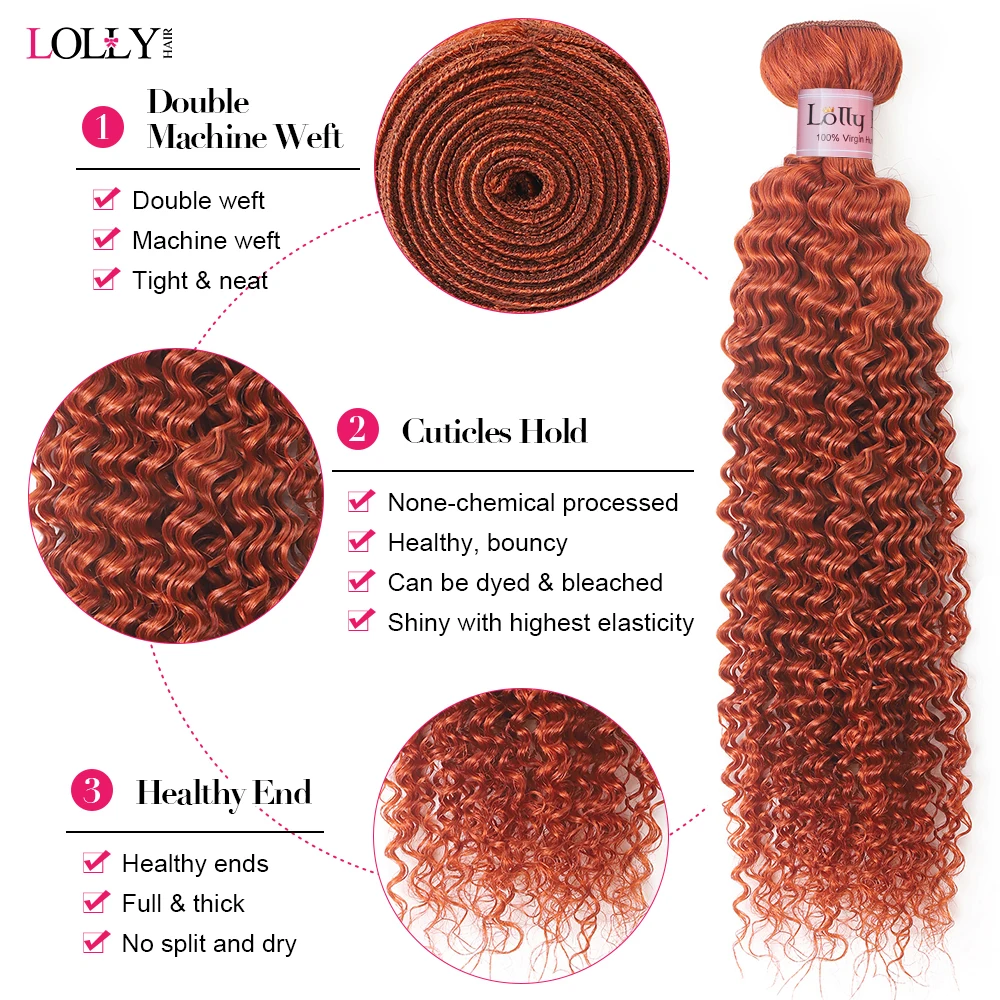 10-30 Inch Ginger Kinky Curly Human Hair Bundles 1 3 4 Bundles Deal Colored Deep Curly Human Hair Weave Bundles Double Weft